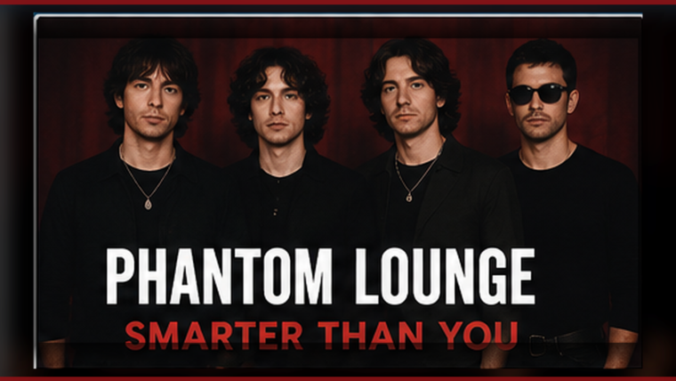 Dark editorial artwork showing Phantom Lounge in a black-and-red industrial setting for the single Smarter Than You